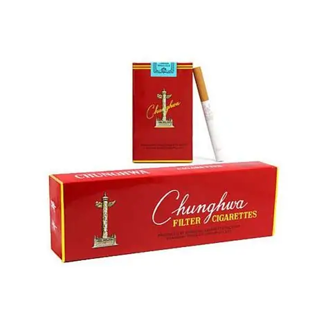 Chunghwa soft pack cigarette packaging shown in a duty-free retail listing