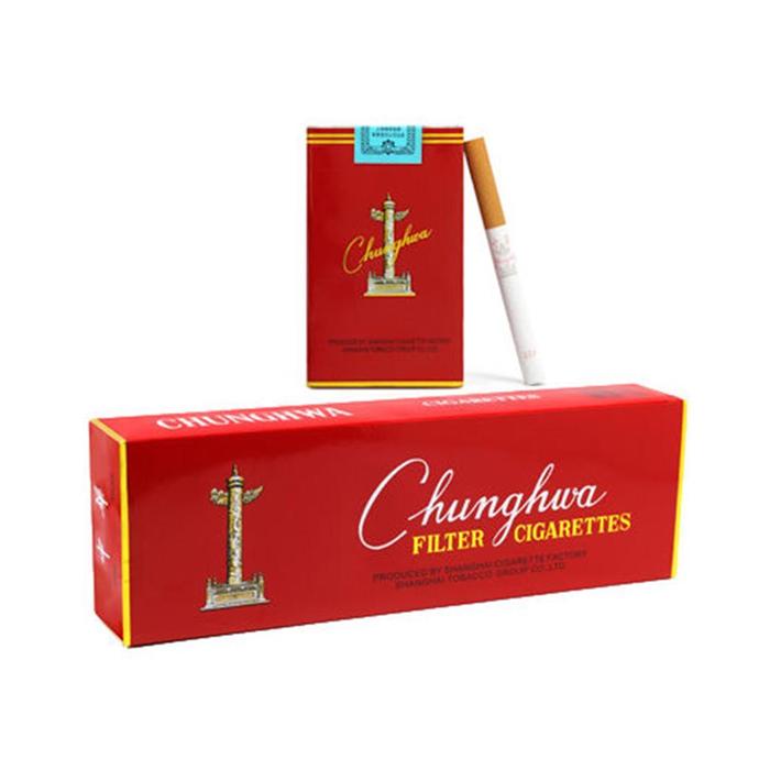 Chunghwa cigarettes red packaging design with Chinese brand style
