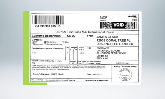 International parcel customs form for worldwide tobacco delivery guide