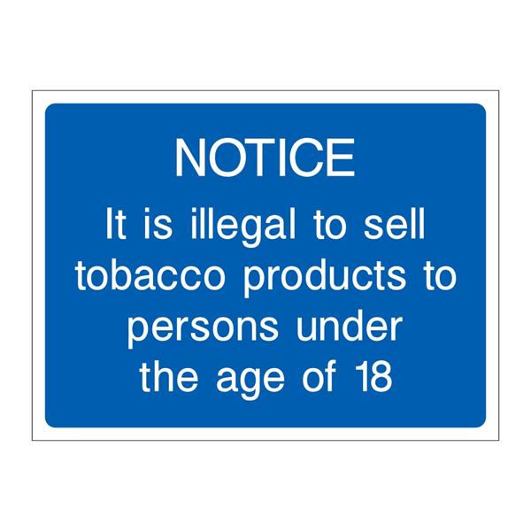 UK tobacco age restriction sign for adult customers