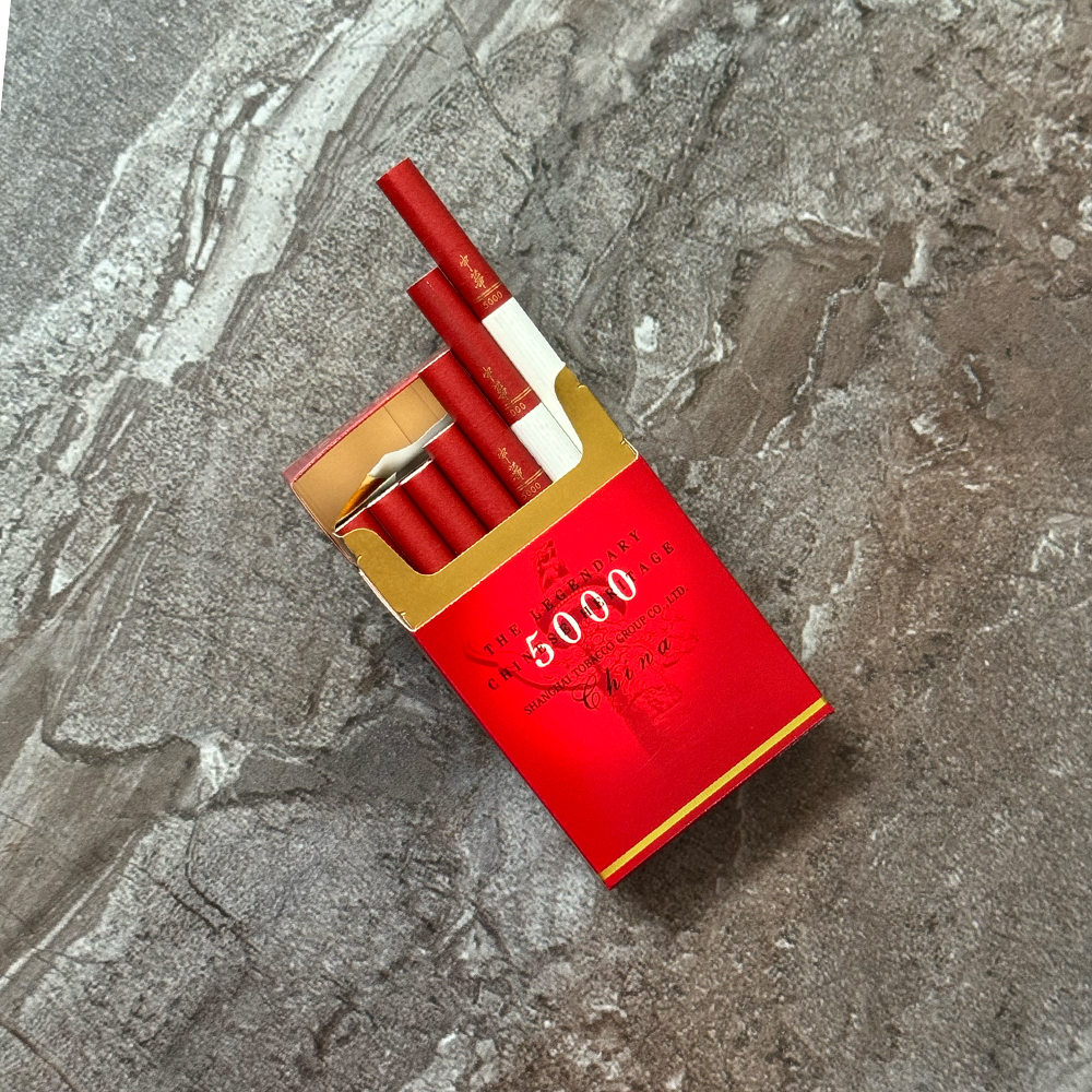 Chunghwa 5000 premium Chinese cigarette pack with red packaging